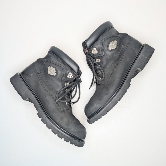 Harley Davidson Badlands Motorcycle Boots Black Leather Lace Up Men\'s Size 9 main image 5